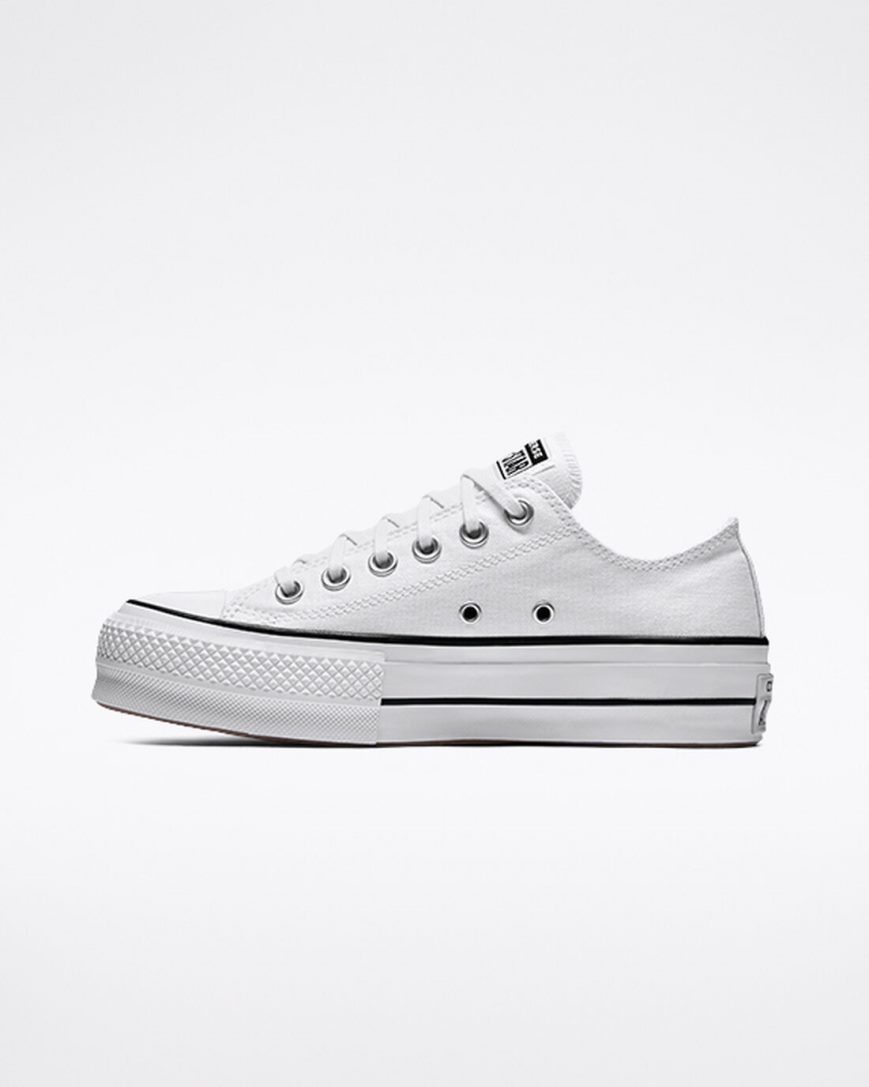 Pantofi Platforma Dama Converse Chuck Taylor All Star Lift Panza Low Top Albi Negrii Albi | RO NPAYR021